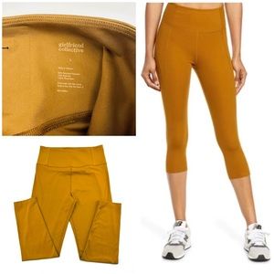 Girlfriend Collective Compressive High-Rise Cropped Legging Saddle Orange Tan